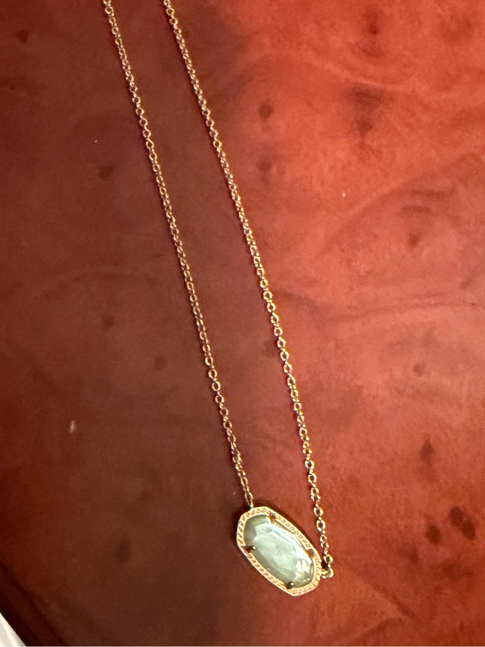 Kendra Scott Gold Necklace with Pale Green Stone